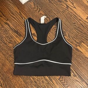 Otos Black Sports Bra with White Accents